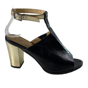 Leila Stone Cashana Black & Gold Block Heel Mule 6